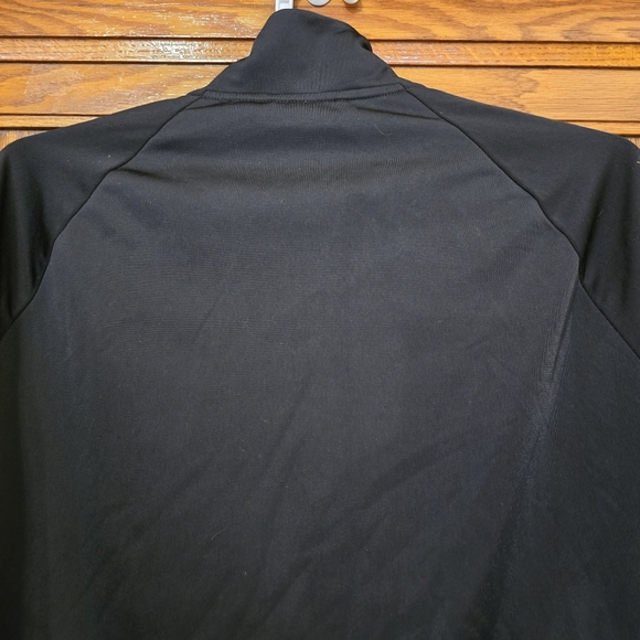 ADIDAS Black Tack Jacket Unisex Zipup White 3 Stripe Longsleeves Size Medium - Picture 11 of 16